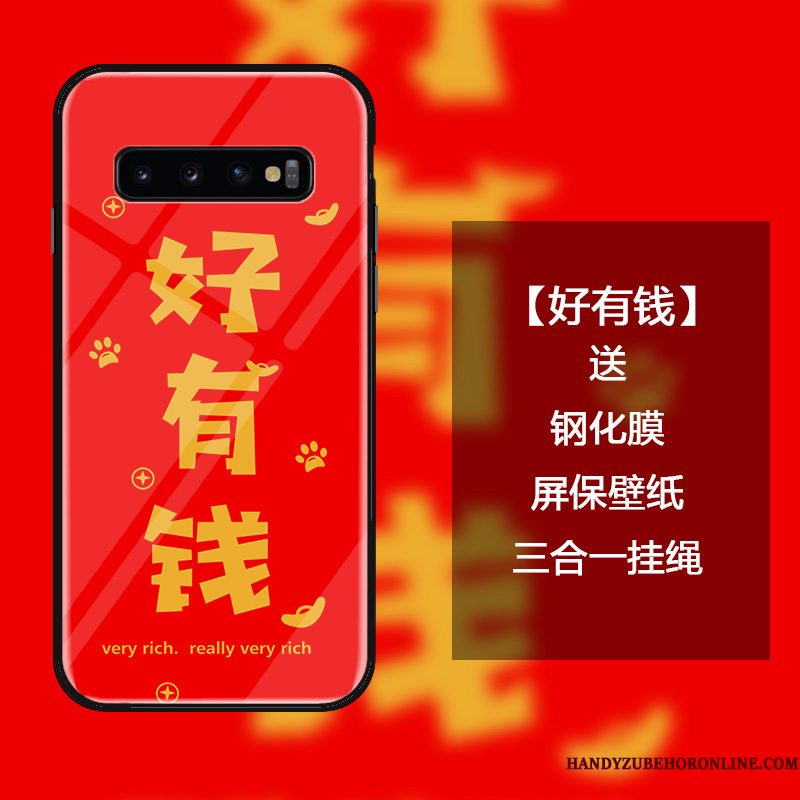 Hoesje Samsung Galaxy S10 Scheppend Anti-fall Rood, Hoes Samsung Galaxy S10 Zakken Trend Nieuw