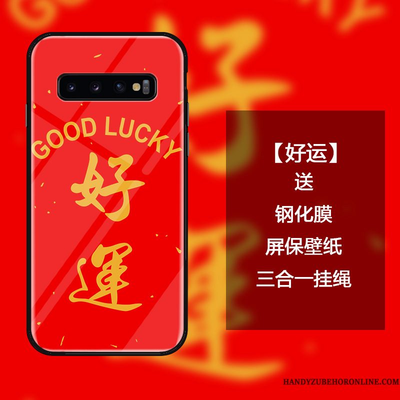 Hoesje Samsung Galaxy S10 Scheppend Anti-fall Rood, Hoes Samsung Galaxy S10 Zakken Trend Nieuw