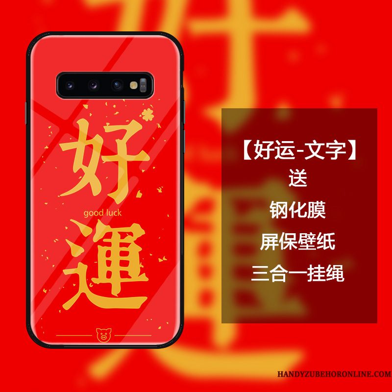 Hoesje Samsung Galaxy S10 Scheppend Anti-fall Rood, Hoes Samsung Galaxy S10 Zakken Trend Nieuw