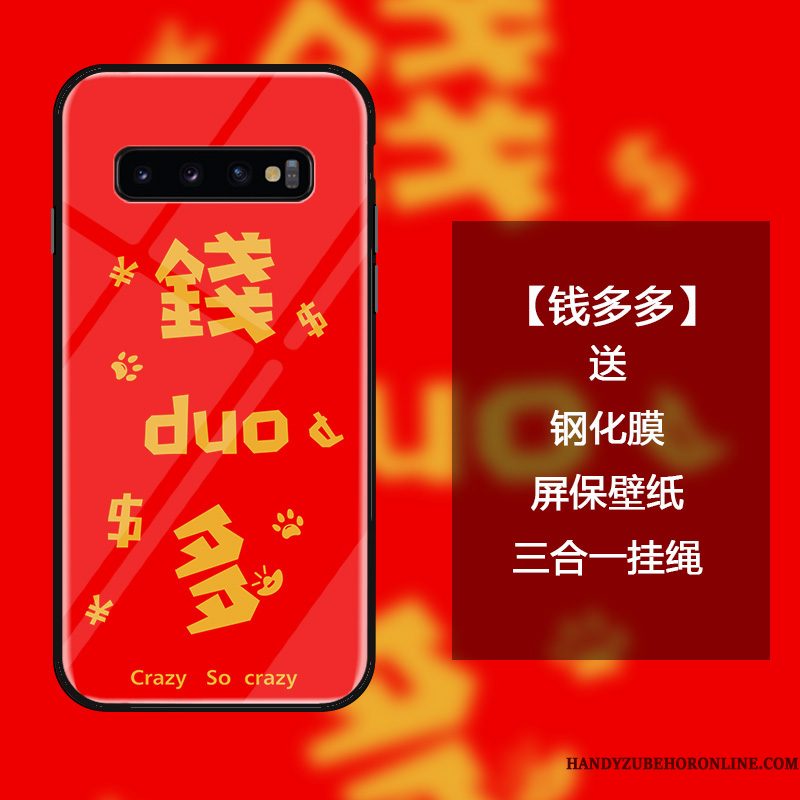 Hoesje Samsung Galaxy S10 Scheppend Anti-fall Rood, Hoes Samsung Galaxy S10 Zakken Trend Nieuw