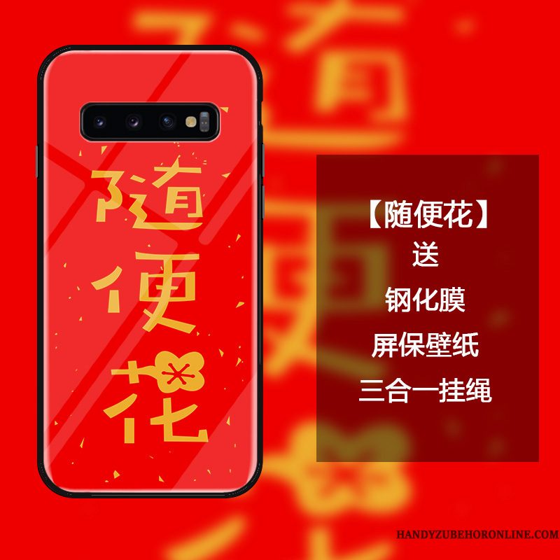 Hoesje Samsung Galaxy S10 Scheppend Anti-fall Rood, Hoes Samsung Galaxy S10 Zakken Trend Nieuw