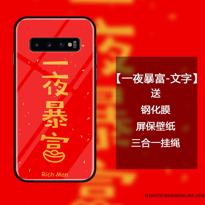 Hoesje Samsung Galaxy S10 Scheppend Anti-fall Rood, Hoes Samsung Galaxy S10 Zakken Trend Nieuw