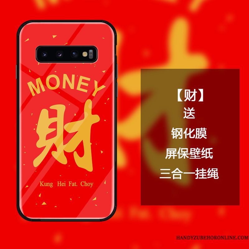 Hoesje Samsung Galaxy S10 Scheppend Anti-fall Rood, Hoes Samsung Galaxy S10 Zakken Trend Nieuw