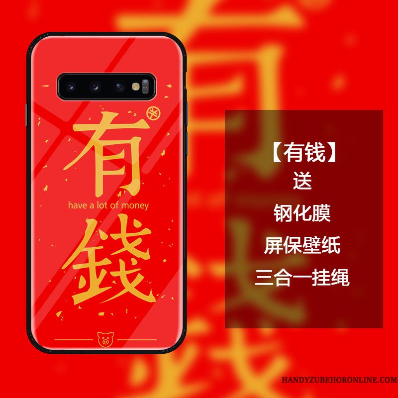 Hoesje Samsung Galaxy S10 Scheppend Anti-fall Rood, Hoes Samsung Galaxy S10 Zakken Trend Nieuw