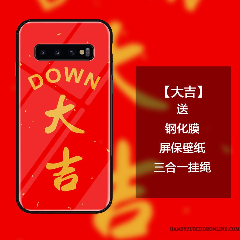 Hoesje Samsung Galaxy S10 Scheppend Anti-fall Rood, Hoes Samsung Galaxy S10 Zakken Trend Nieuw