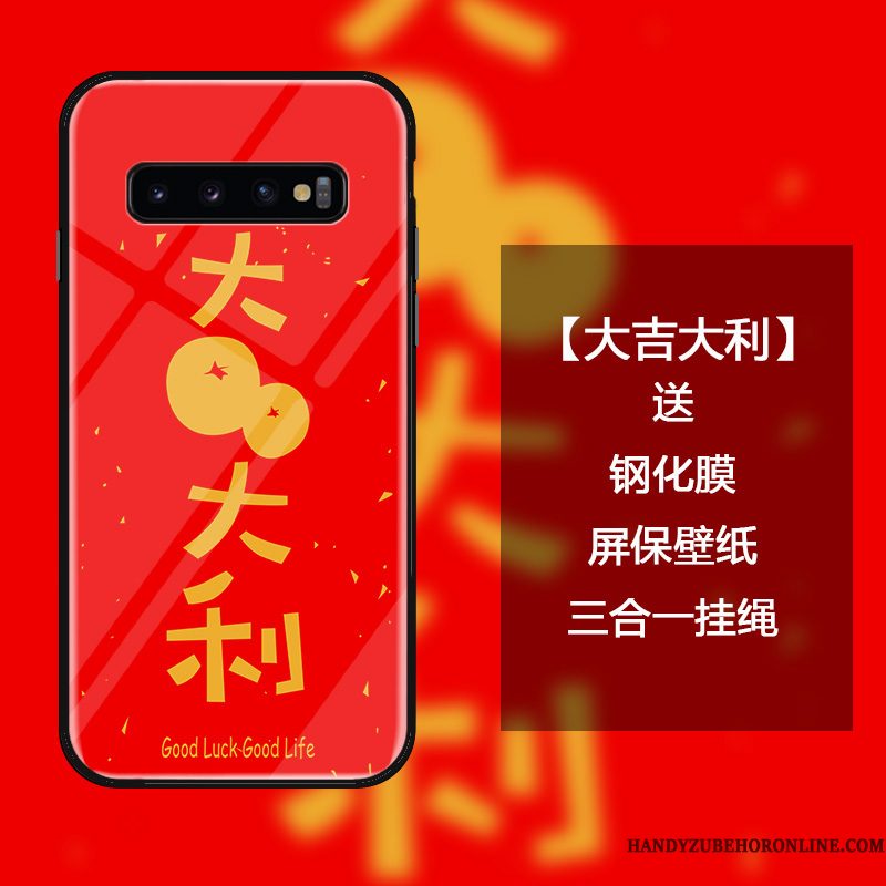 Hoesje Samsung Galaxy S10 Scheppend Anti-fall Rood, Hoes Samsung Galaxy S10 Zakken Trend Nieuw