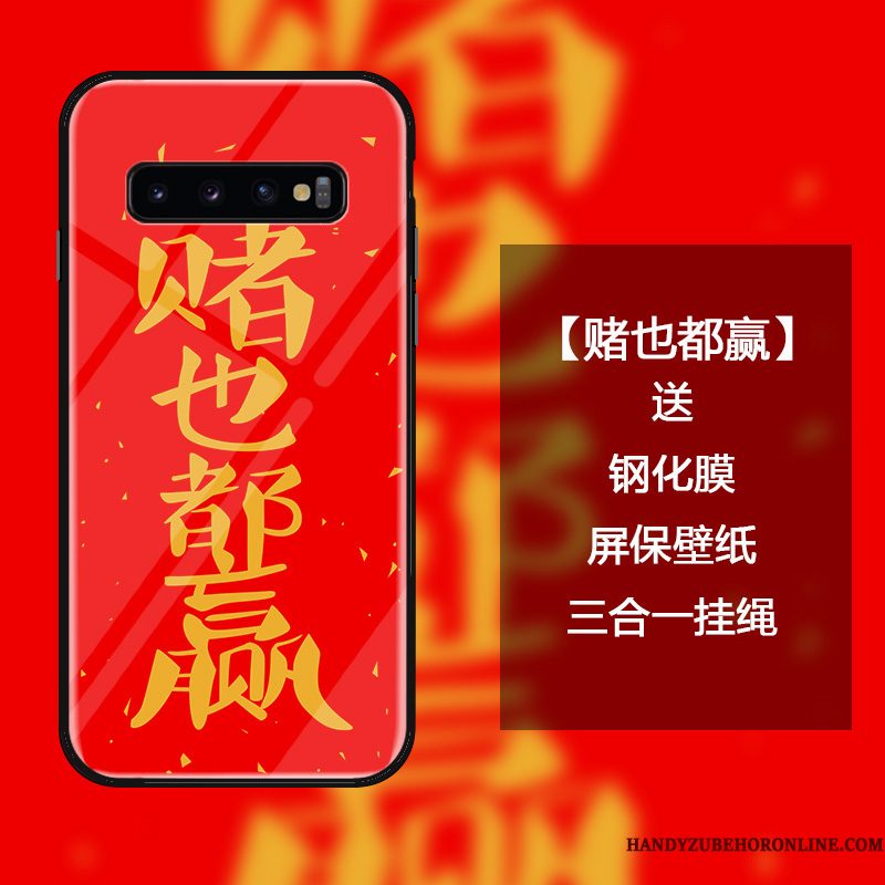 Hoesje Samsung Galaxy S10 Scheppend Anti-fall Rood, Hoes Samsung Galaxy S10 Zakken Trend Nieuw