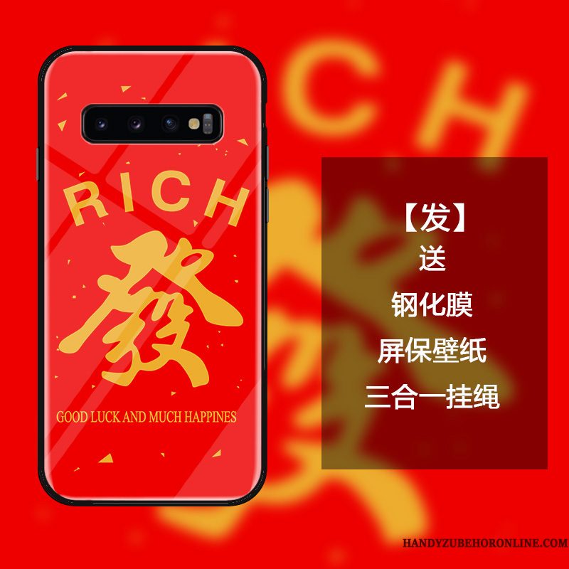 Hoesje Samsung Galaxy S10 Scheppend Anti-fall Rood, Hoes Samsung Galaxy S10 Zakken Trend Nieuw