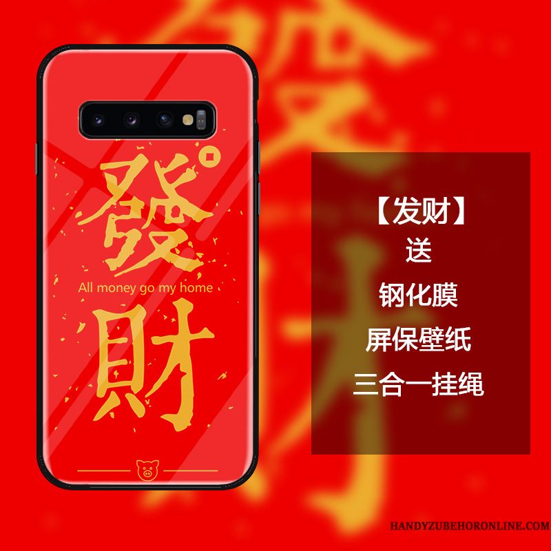 Hoesje Samsung Galaxy S10 Scheppend Anti-fall Rood, Hoes Samsung Galaxy S10 Zakken Trend Nieuw