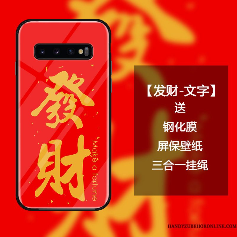 Hoesje Samsung Galaxy S10 Scheppend Anti-fall Rood, Hoes Samsung Galaxy S10 Zakken Trend Nieuw