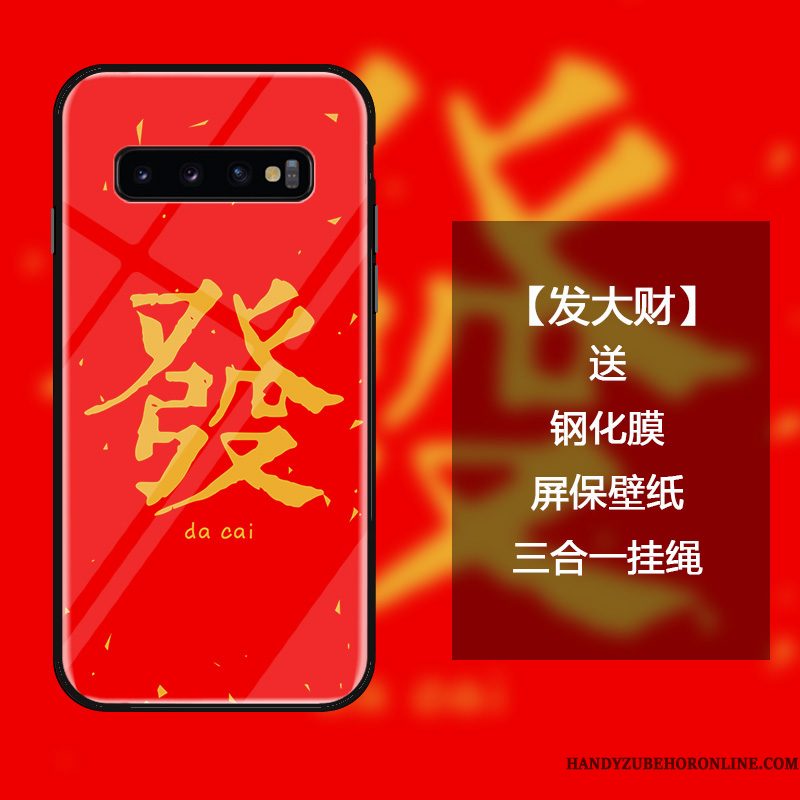 Hoesje Samsung Galaxy S10 Scheppend Anti-fall Rood, Hoes Samsung Galaxy S10 Zakken Trend Nieuw