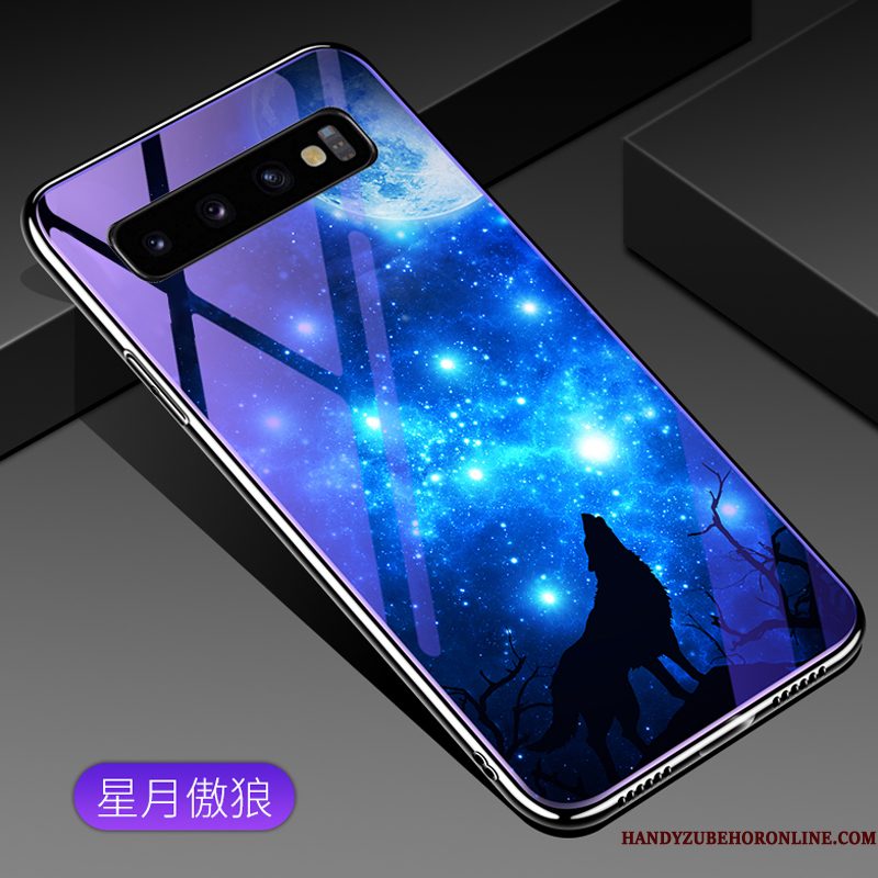 Hoesje Samsung Galaxy S10 Scheppend Blauwtelefoon, Hoes Samsung Galaxy S10 Glas Trend