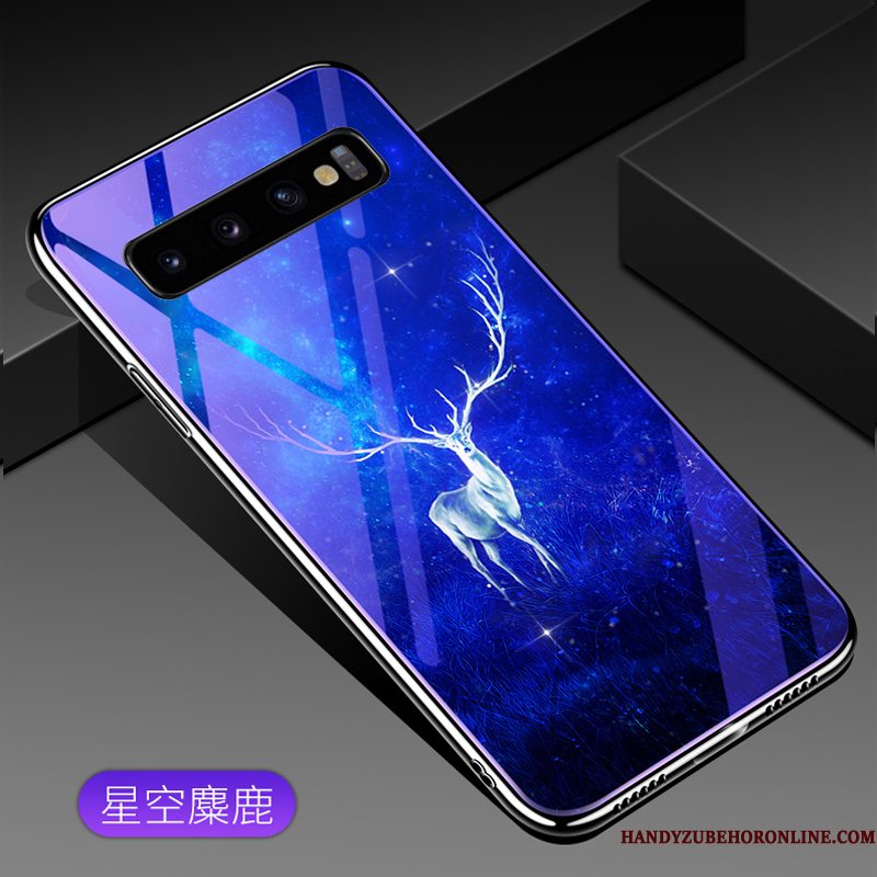 Hoesje Samsung Galaxy S10 Scheppend Blauwtelefoon, Hoes Samsung Galaxy S10 Glas Trend