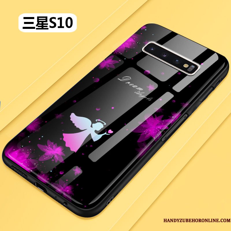 Hoesje Samsung Galaxy S10 Scheppend Telefoon Bloemen, Hoes Samsung Galaxy S10 Zakken Anti-fall Glas