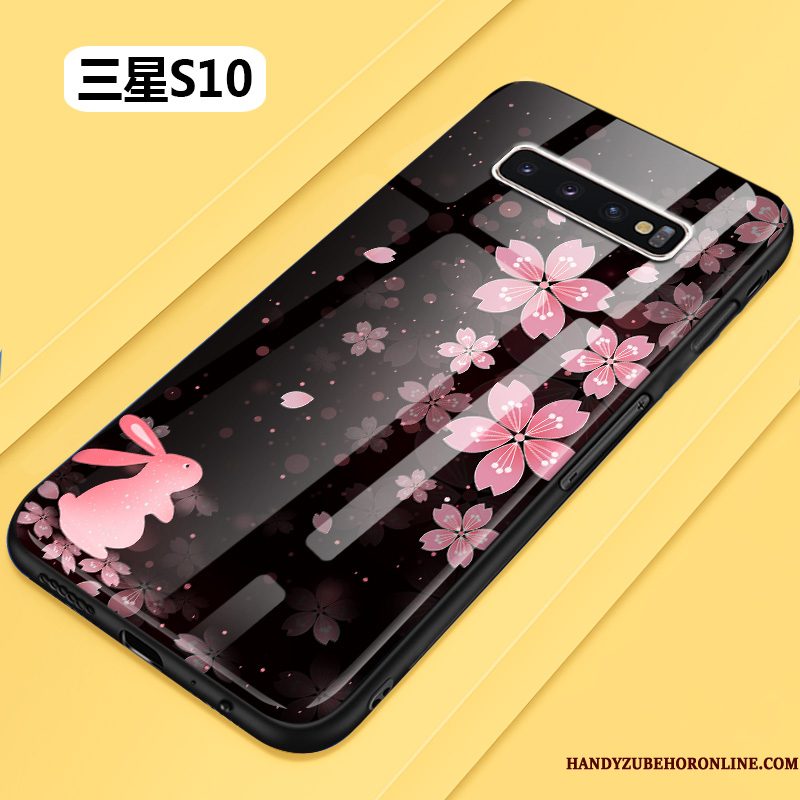 Hoesje Samsung Galaxy S10 Scheppend Telefoon Bloemen, Hoes Samsung Galaxy S10 Zakken Anti-fall Glas