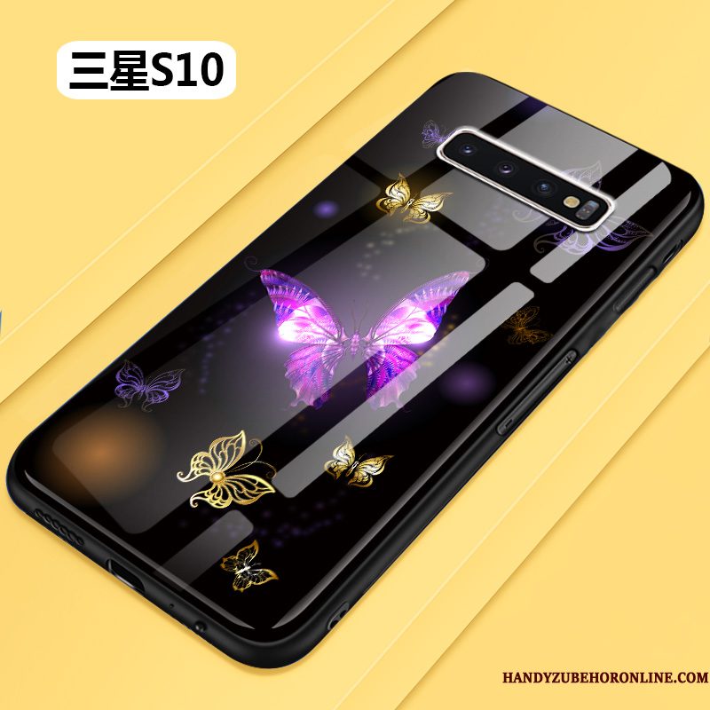 Hoesje Samsung Galaxy S10 Scheppend Telefoon Bloemen, Hoes Samsung Galaxy S10 Zakken Anti-fall Glas