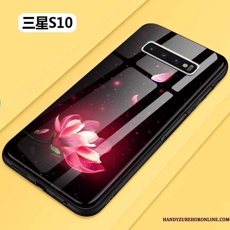 Hoesje Samsung Galaxy S10 Scheppend Telefoon Bloemen, Hoes Samsung Galaxy S10 Zakken Anti-fall Glas