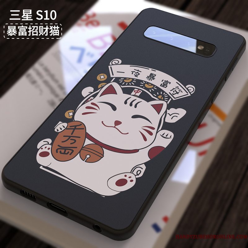 Hoesje Samsung Galaxy S10 Siliconen Anti-falltelefoon, Hoes Samsung Galaxy S10 Zacht Zwart Mooie