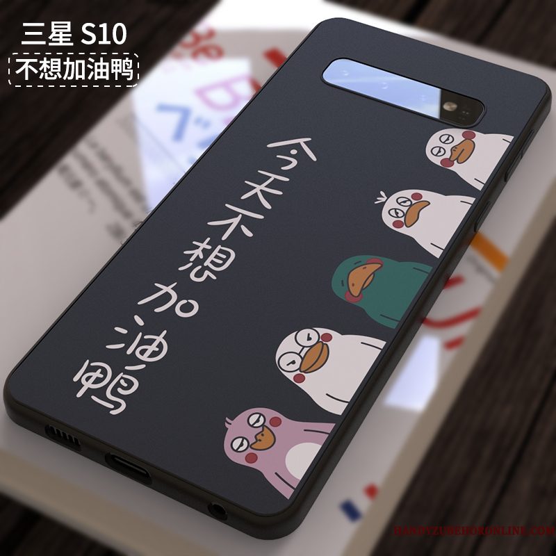 Hoesje Samsung Galaxy S10 Siliconen Anti-falltelefoon, Hoes Samsung Galaxy S10 Zacht Zwart Mooie