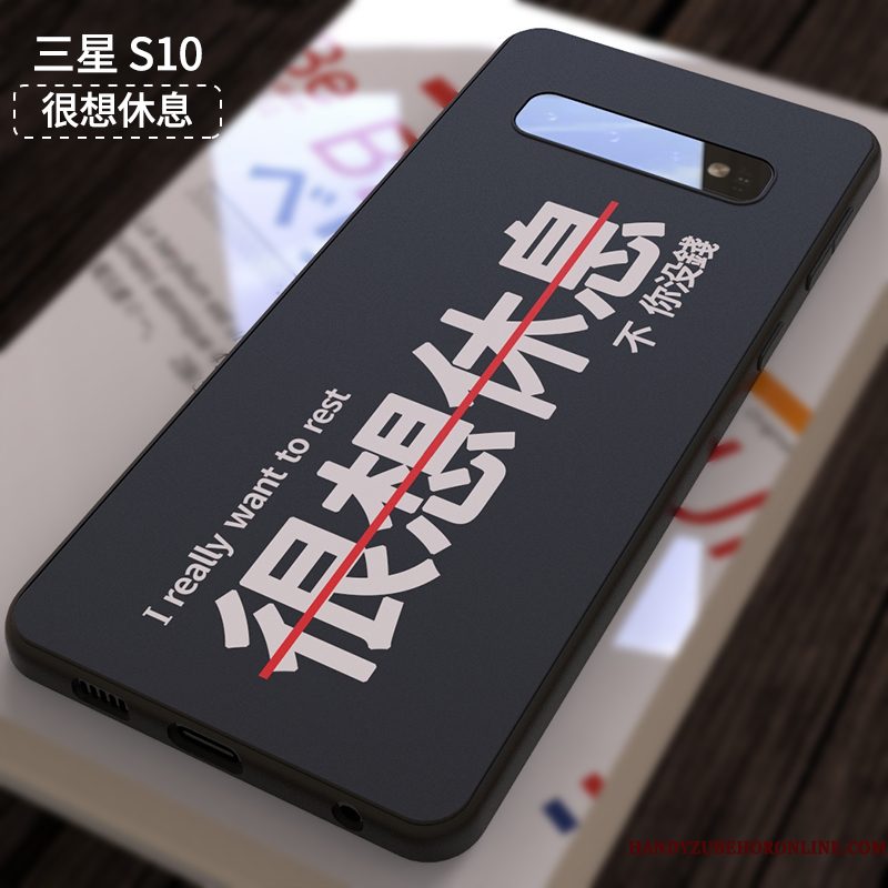 Hoesje Samsung Galaxy S10 Siliconen Anti-falltelefoon, Hoes Samsung Galaxy S10 Zacht Zwart Mooie