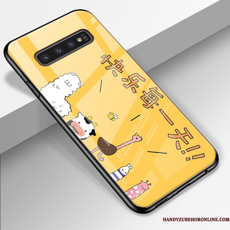 Hoesje Samsung Galaxy S10+ Siliconen Mooie Trend, Hoes Samsung Galaxy S10+ Zakken Geel Mini