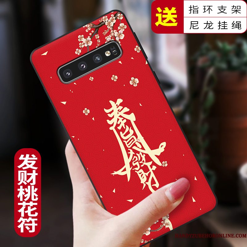 Hoesje Samsung Galaxy S10+ Siliconen Persoonlijk Rood, Hoes Samsung Galaxy S10+ Scheppend Chinese Stijl Nieuw