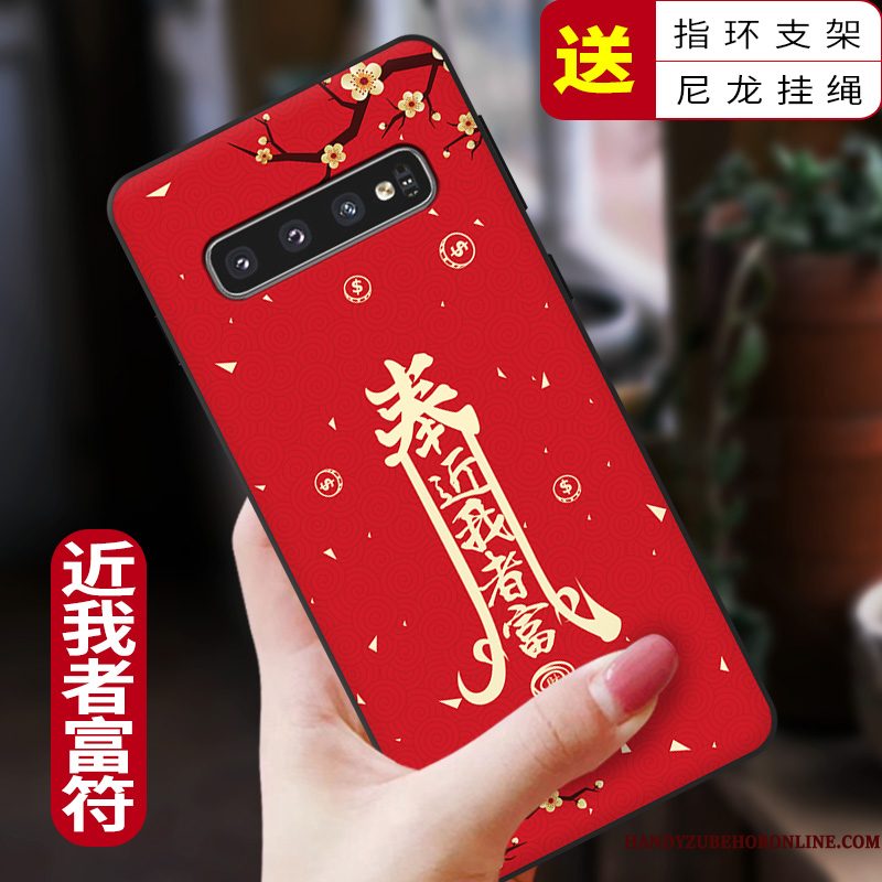 Hoesje Samsung Galaxy S10+ Siliconen Persoonlijk Rood, Hoes Samsung Galaxy S10+ Scheppend Chinese Stijl Nieuw