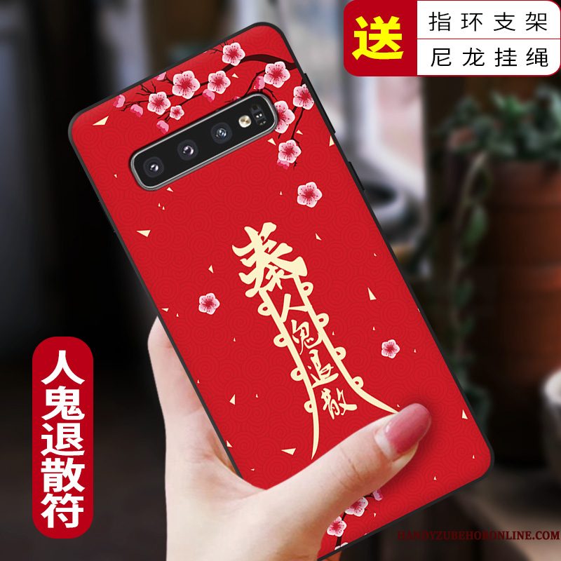 Hoesje Samsung Galaxy S10+ Siliconen Persoonlijk Rood, Hoes Samsung Galaxy S10+ Scheppend Chinese Stijl Nieuw