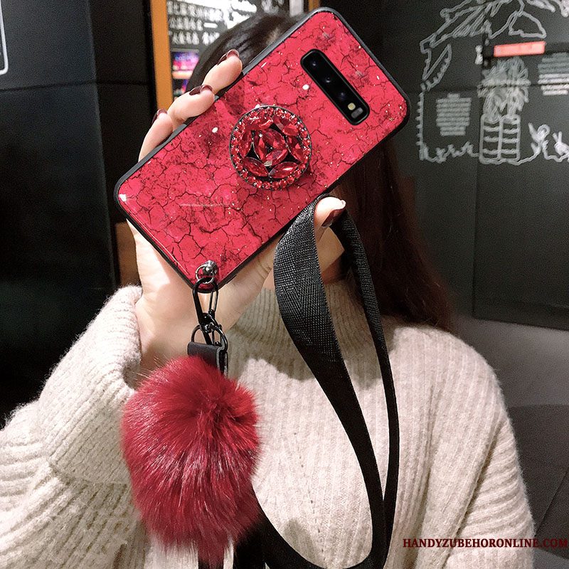 Hoesje Samsung Galaxy S10 Siliconen Telefoon Trendy Merk, Hoes Samsung Galaxy S10 Zacht Purper Hanger