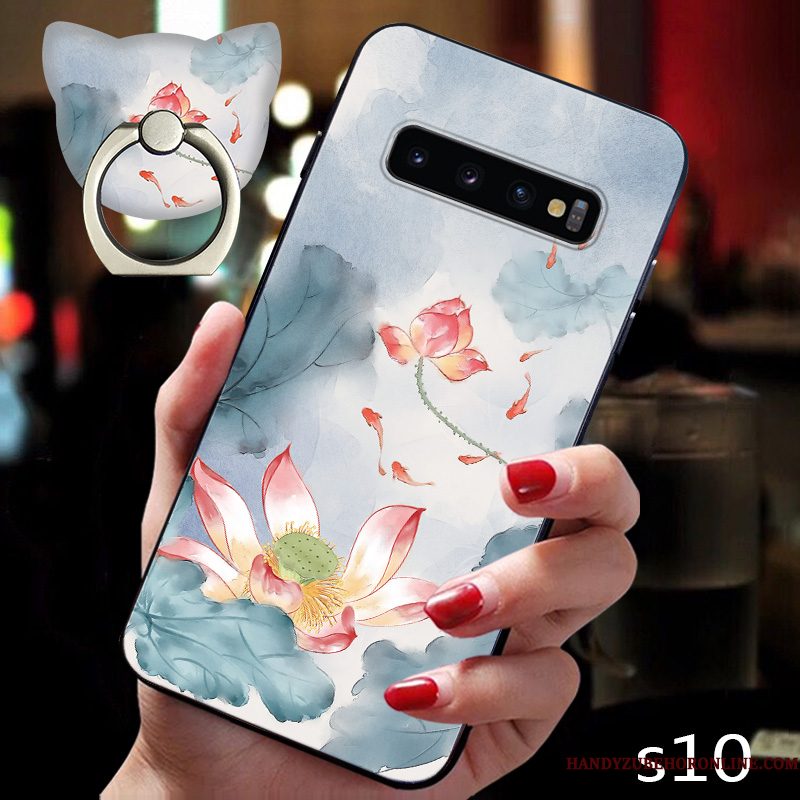 Hoesje Samsung Galaxy S10 Siliconen Trendy Merk Chinese Stijl, Hoes Samsung Galaxy S10 Zakken Persoonlijk Anti-fall