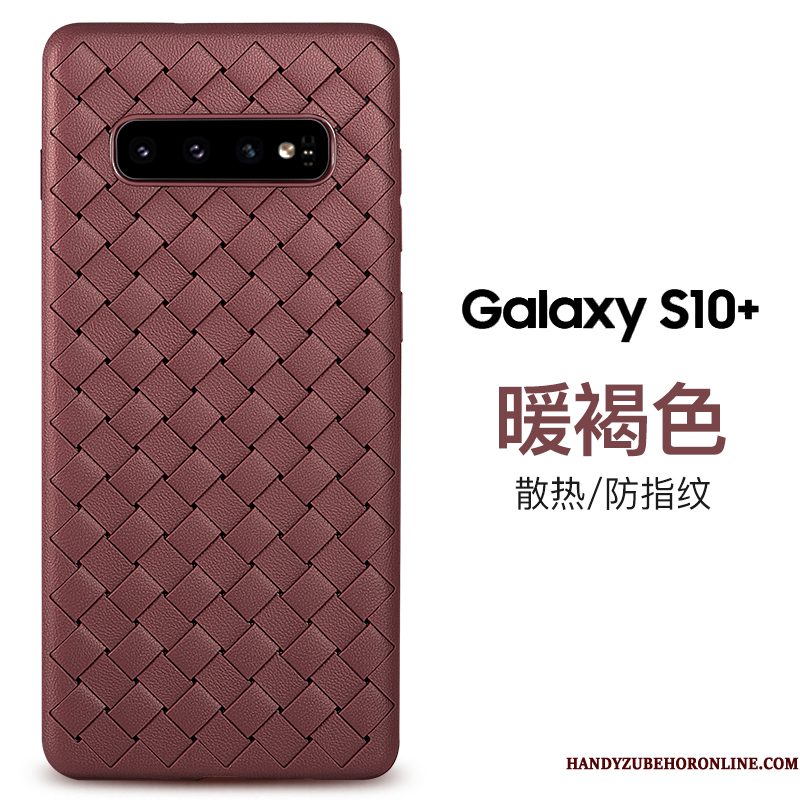 Hoesje Samsung Galaxy S10+ Zacht Blauw Bedrijf, Hoes Samsung Galaxy S10+ Leer Persoonlijk Ademend