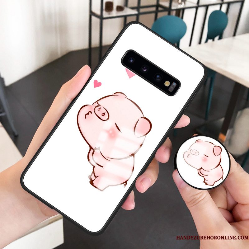 Hoesje Samsung Galaxy S10 Zacht Glas Roze, Hoes Samsung Galaxy S10 Siliconen Anti-fall Persoonlijk