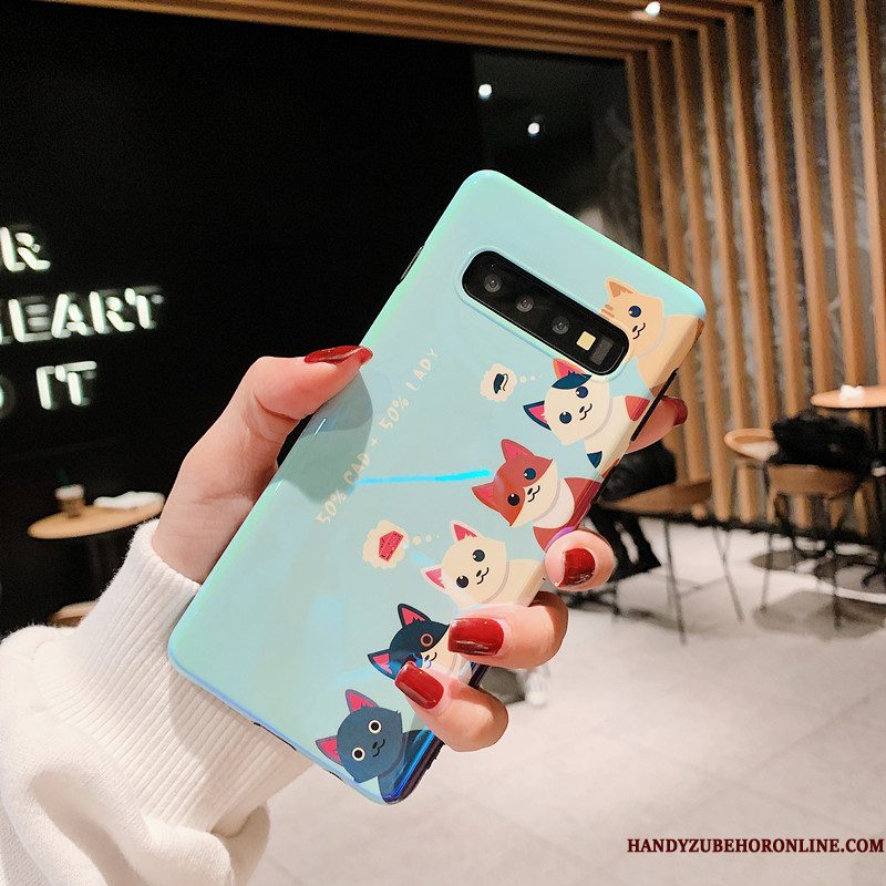 Hoesje Samsung Galaxy S10 Zacht Lovers Net Red, Hoes Samsung Galaxy S10 Siliconen Blauw Roze