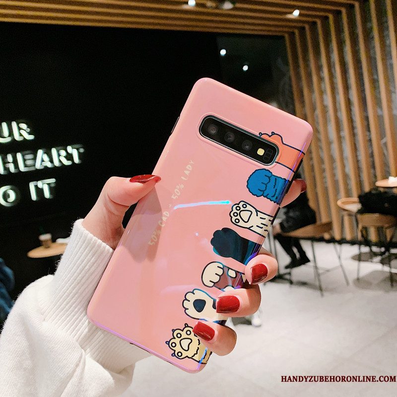 Hoesje Samsung Galaxy S10 Zacht Lovers Net Red, Hoes Samsung Galaxy S10 Siliconen Blauw Roze