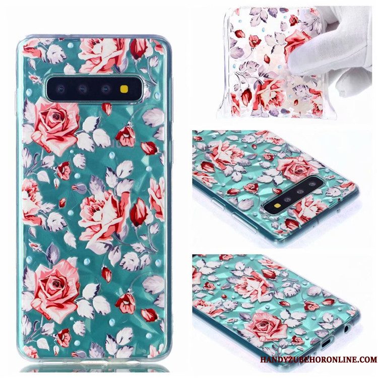 Hoesje Samsung Galaxy S10 Zacht Telefoon Groen, Hoes Samsung Galaxy S10 Spotprent Persoonlijk Patroon