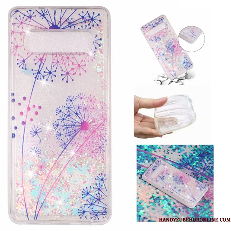 Hoesje Samsung Galaxy S10 Zacht Vloeistof Drijfzand, Hoes Samsung Galaxy S10 Bescherming Telefoon Groen