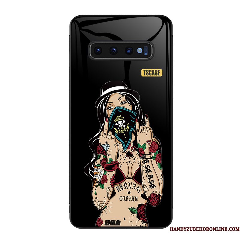 Hoesje Samsung Galaxy S10+ Zakken Anti-falltelefoon, Hoes Samsung Galaxy S10+ Bescherming Zwart Led