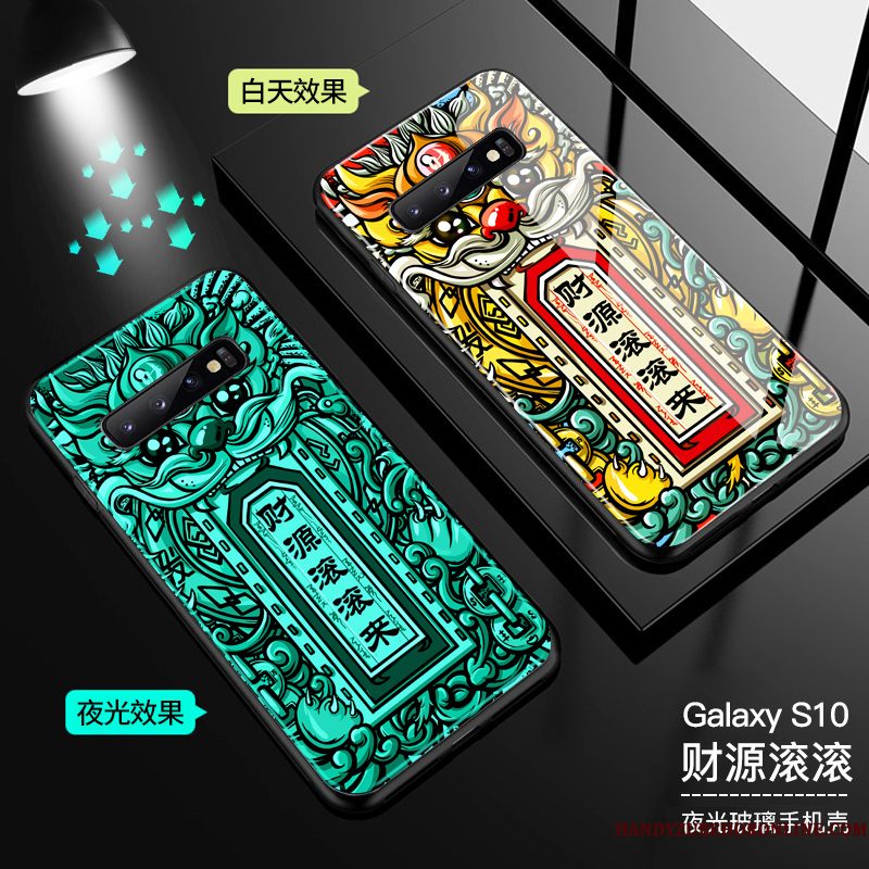 Hoesje Samsung Galaxy S10 Zakken Glas Trendy Merk, Hoes Samsung Galaxy S10 Bescherming Anti-fall Trend