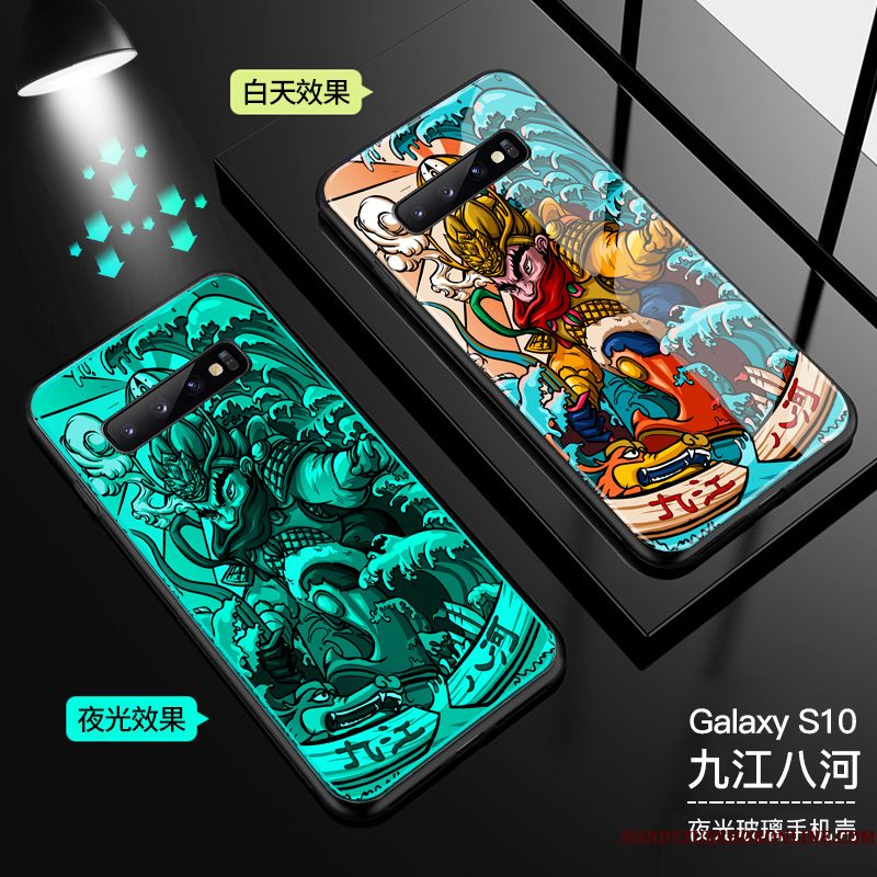 Hoesje Samsung Galaxy S10 Zakken Glas Trendy Merk, Hoes Samsung Galaxy S10 Bescherming Anti-fall Trend