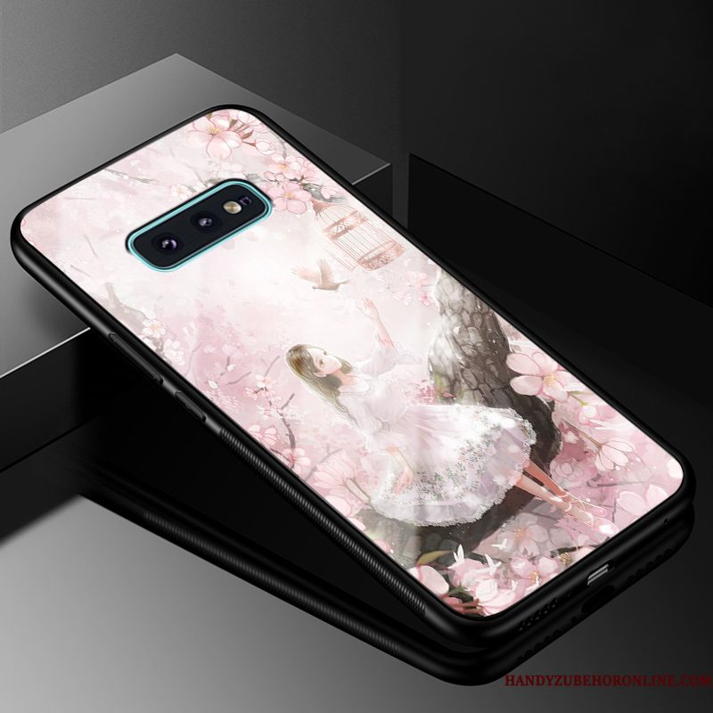 Hoesje Samsung Galaxy S10 Zakken Roze Hard, Hoes Samsung Galaxy S10 Siliconen Telefoon Glas