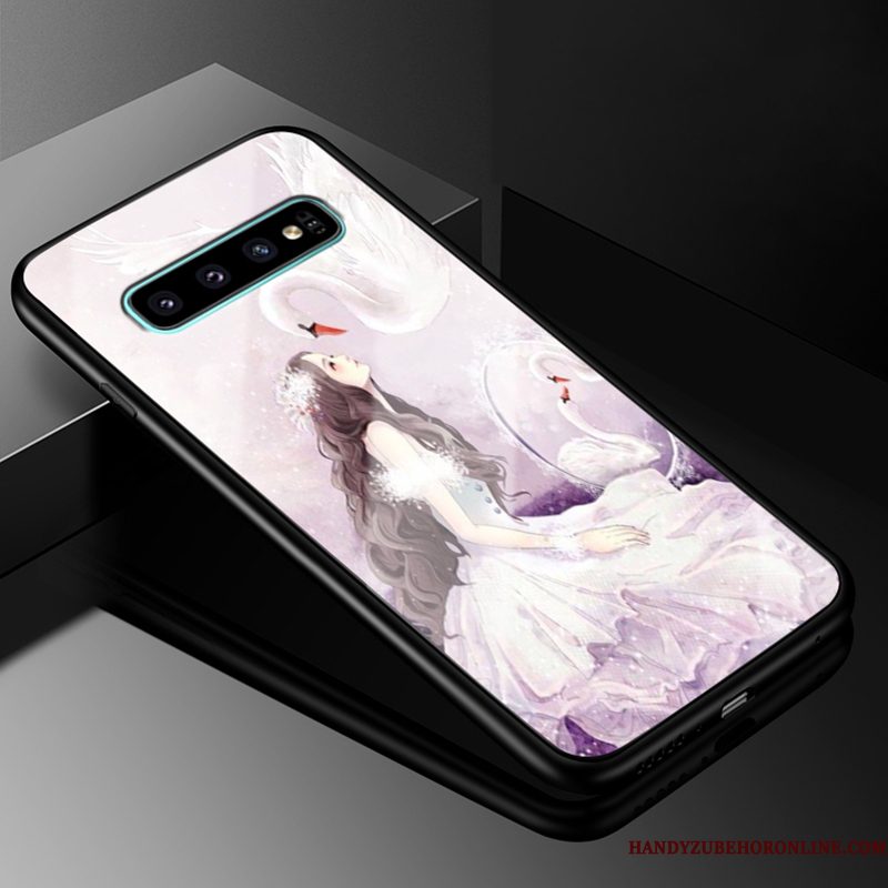 Hoesje Samsung Galaxy S10 Zakken Roze Hard, Hoes Samsung Galaxy S10 Siliconen Telefoon Glas