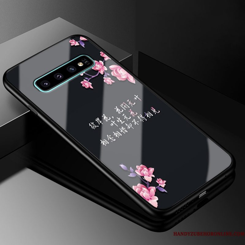 Hoesje Samsung Galaxy S10 Zakken Roze Hard, Hoes Samsung Galaxy S10 Siliconen Telefoon Glas