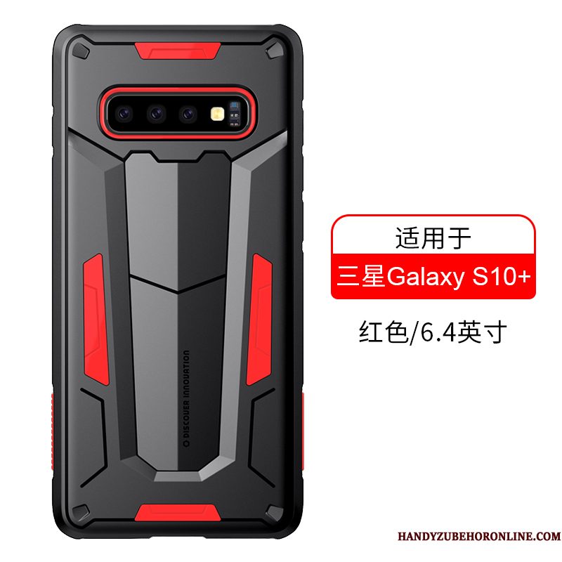 Hoesje Samsung Galaxy S10+ Zakken Zwart Anti-fall, Hoes Samsung Galaxy S10+ Bescherming Goudtelefoon