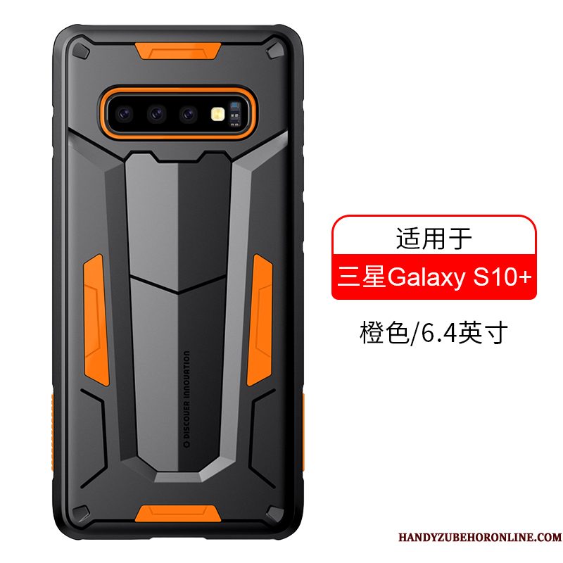 Hoesje Samsung Galaxy S10+ Zakken Zwart Anti-fall, Hoes Samsung Galaxy S10+ Bescherming Goudtelefoon