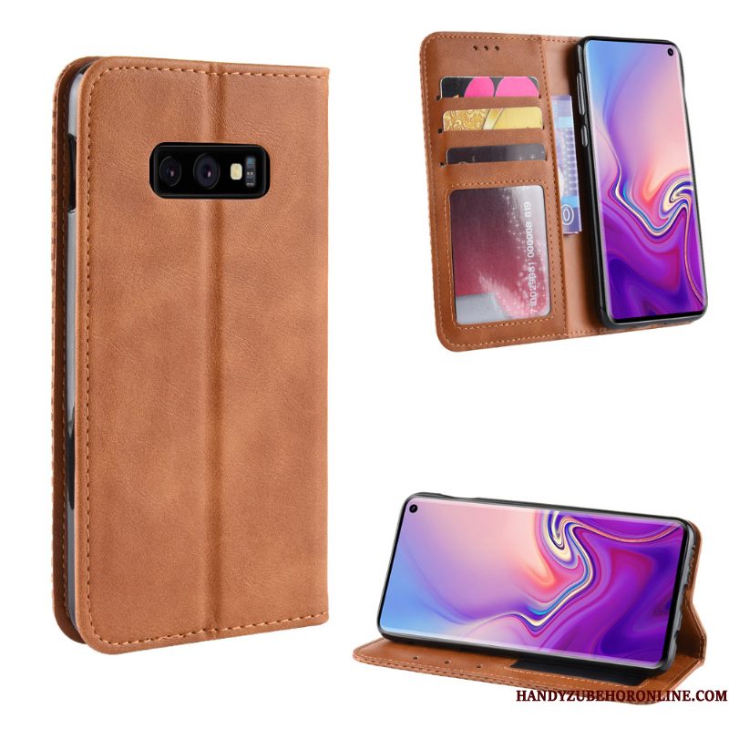 Hoesje Samsung Galaxy S10e Bescherming Anti-fall Patroon, Hoes Samsung Galaxy S10e Leer Kaarttelefoon