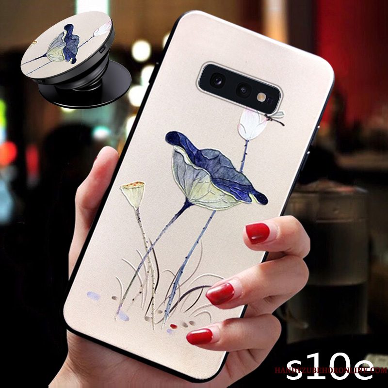 Hoesje Samsung Galaxy S10e Bescherming Bloemen Net Red, Hoes Samsung Galaxy S10e Zacht Persoonlijk Blauw