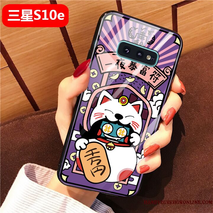 Hoesje Samsung Galaxy S10e Bescherming Glastelefoon, Hoes Samsung Galaxy S10e Spotprent Purper Anti-fall