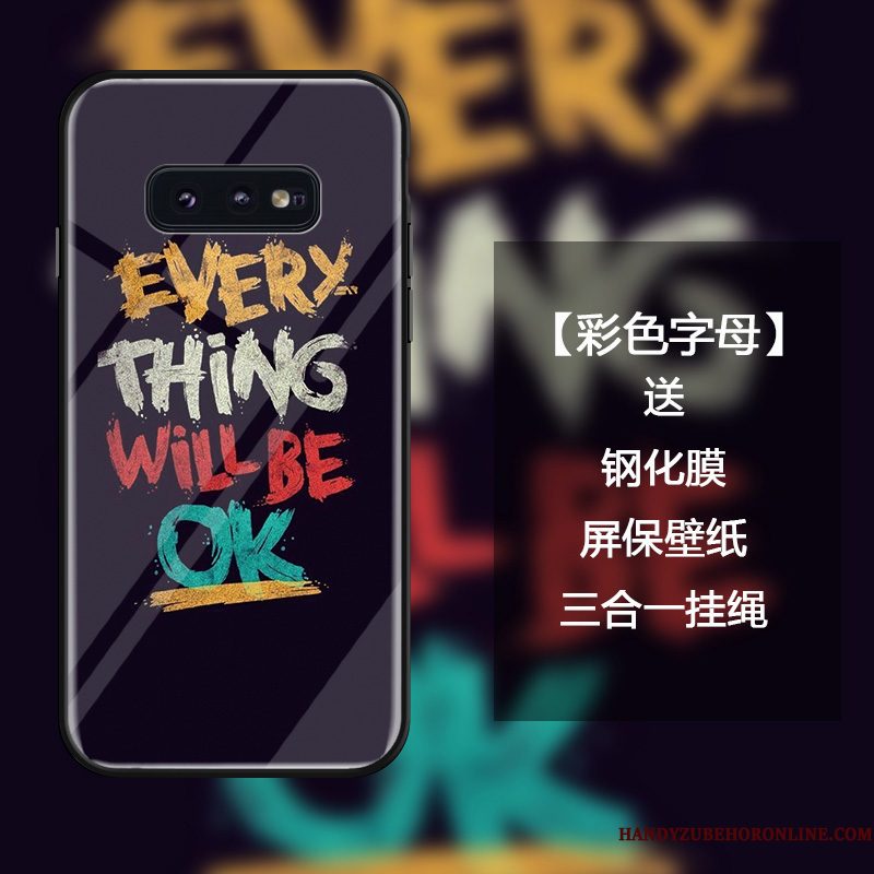 Hoesje Samsung Galaxy S10e Bescherming Trendy Merk Anti-fall, Hoes Samsung Galaxy S10e Zakken Blauw Letter