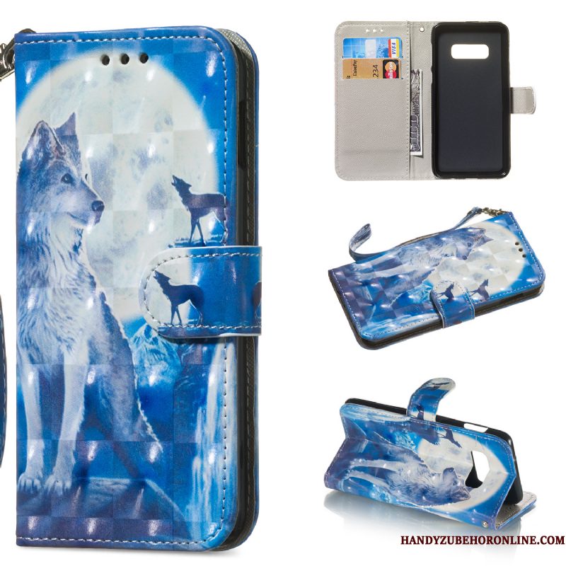 Hoesje Samsung Galaxy S10e Leer Blauwtelefoon, Hoes Samsung Galaxy S10e Bescherming Kaart