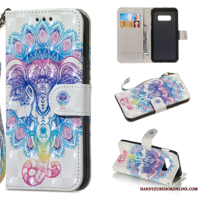 Hoesje Samsung Galaxy S10e Leer Blauwtelefoon, Hoes Samsung Galaxy S10e Bescherming Kaart